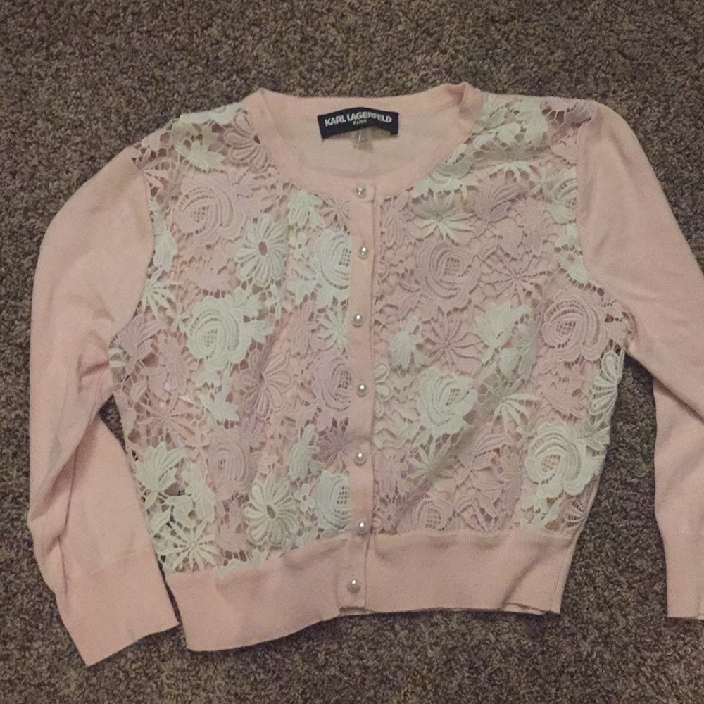 Karl Lagerfield Blush Pink Floral Cardigan